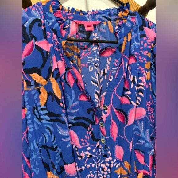 Lilly Pulitzer Shilah Botanical Print Long Sleeve Tiered Dress - Picture 10 of 11